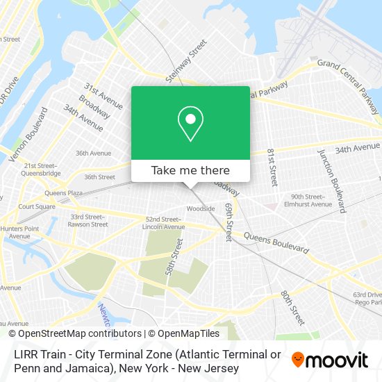 Mapa de LIRR Train - City Terminal Zone (Atlantic Terminal or Penn and Jamaica)