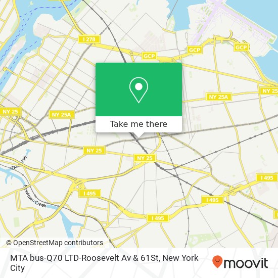 MTA bus-Q70 LTD-Roosevelt Av & 61St map