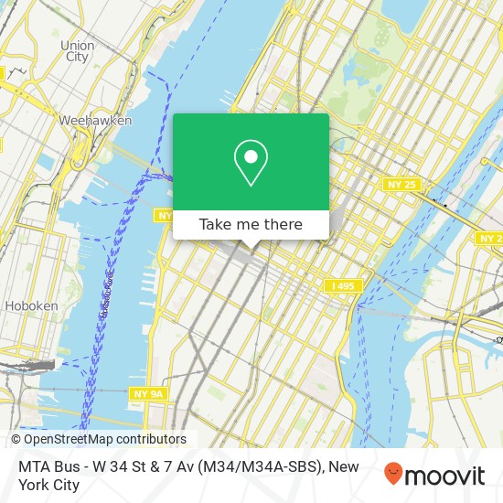 Mapa de MTA Bus - W 34 St & 7 Av (M34 / M34A-SBS)