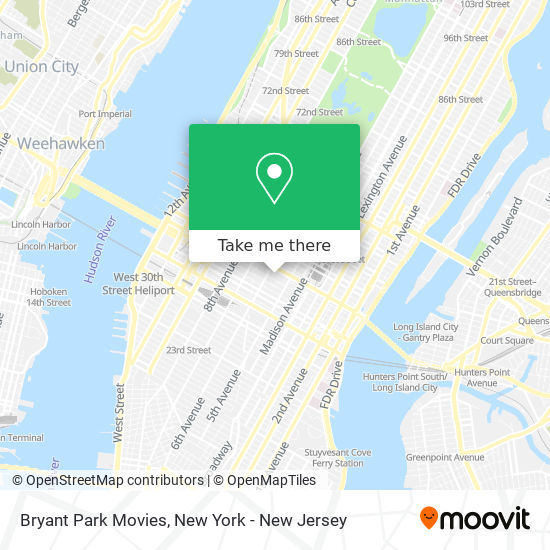 Bryant Park Movies map