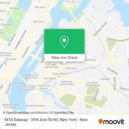 Mapa de MTA Subway - 39th Ave (N/W)