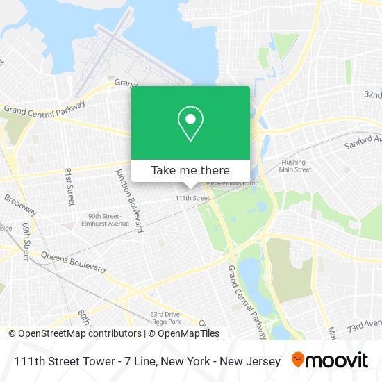 Mapa de 111th Street Tower - 7 Line