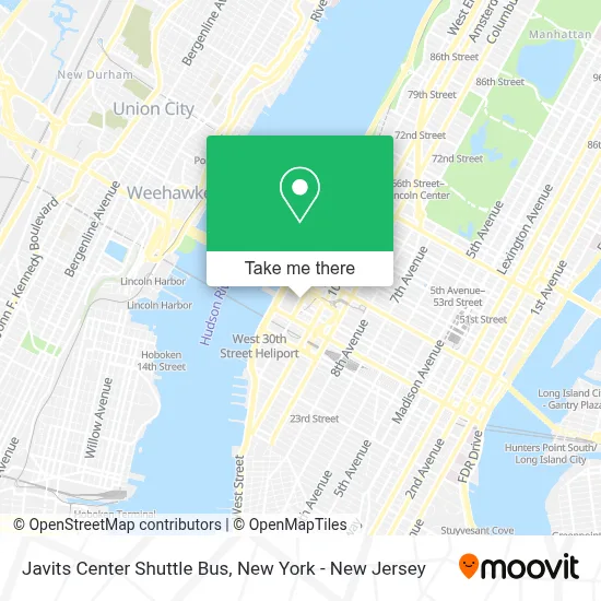 Javits Center Shuttle Bus map
