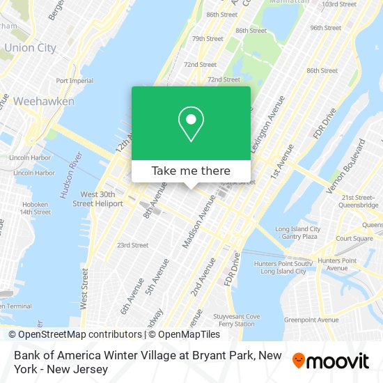 Bank of America Winter Village at Bryant Park map
