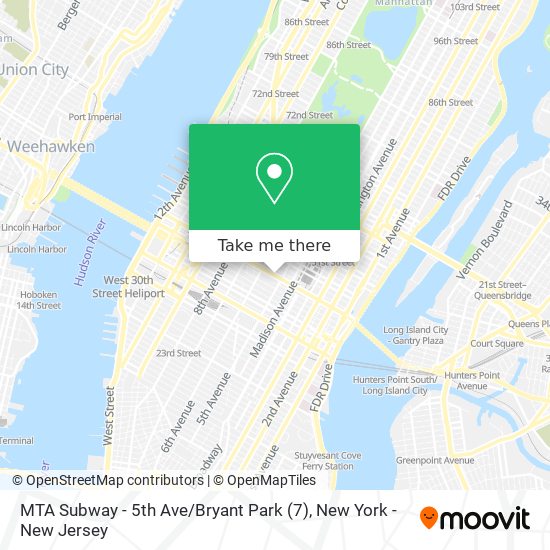 MTA Subway - 5th Ave / Bryant Park (7) map
