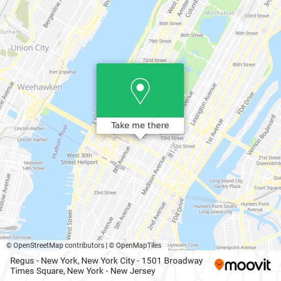 Mapa de Regus - New York, New York City - 1501 Broadway Times Square