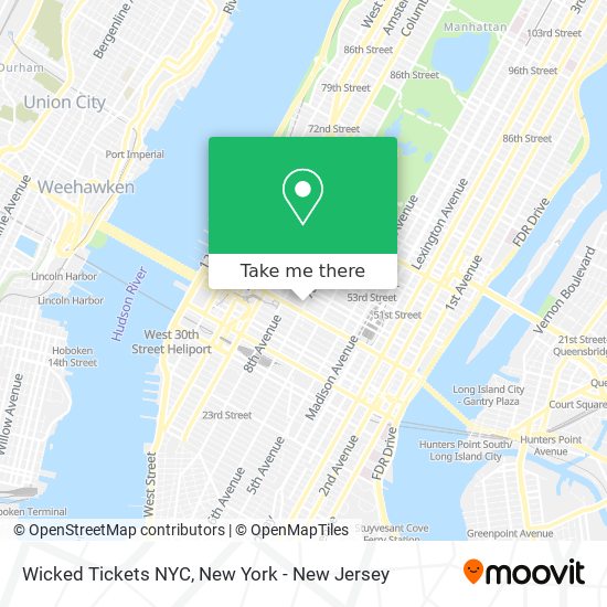 Mapa de Wicked Tickets NYC