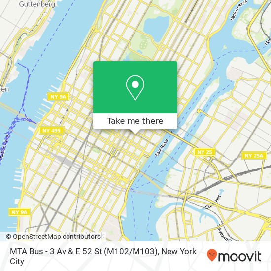 MTA Bus - 3 Av & E 52 St (M102 / M103) map