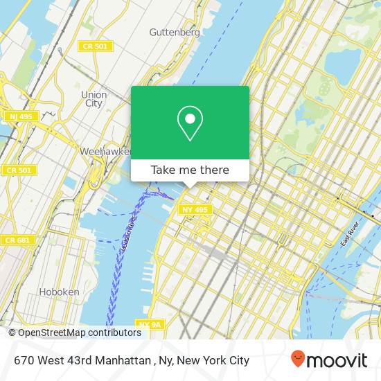 670 West 43rd Manhattan , Ny map