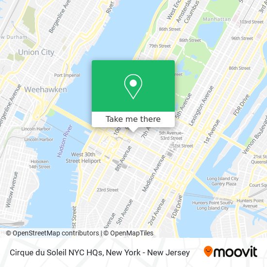 Mapa de Cirque du Soleil NYC HQs