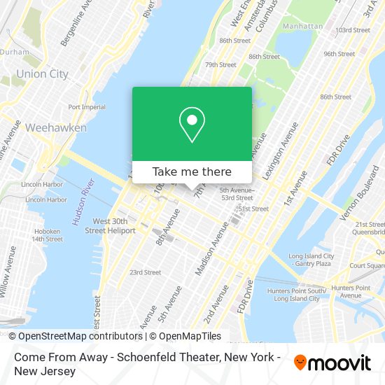 Come From Away - Schoenfeld Theater map