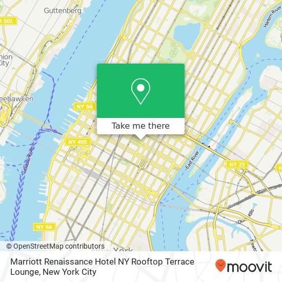 Marriott Renaissance Hotel NY Rooftop Terrace Lounge map