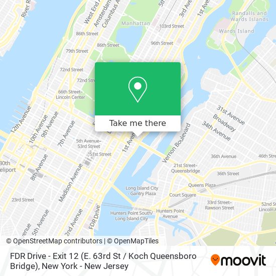 Mapa de FDR Drive - Exit 12 (E. 63rd St / Koch Queensboro Bridge)