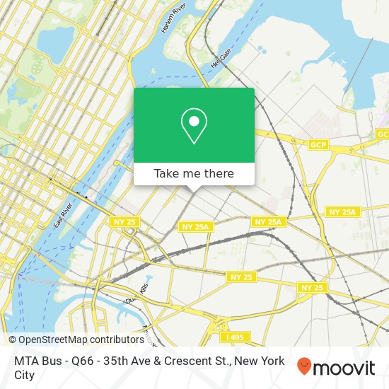 Mapa de MTA Bus - Q66 - 35th Ave & Crescent St.