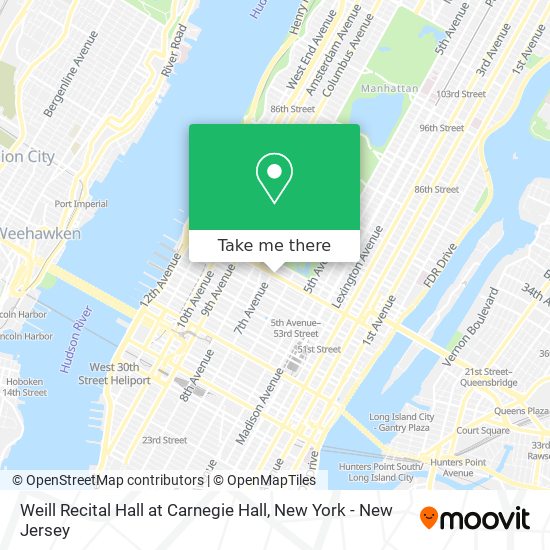Weill Recital Hall at Carnegie Hall map