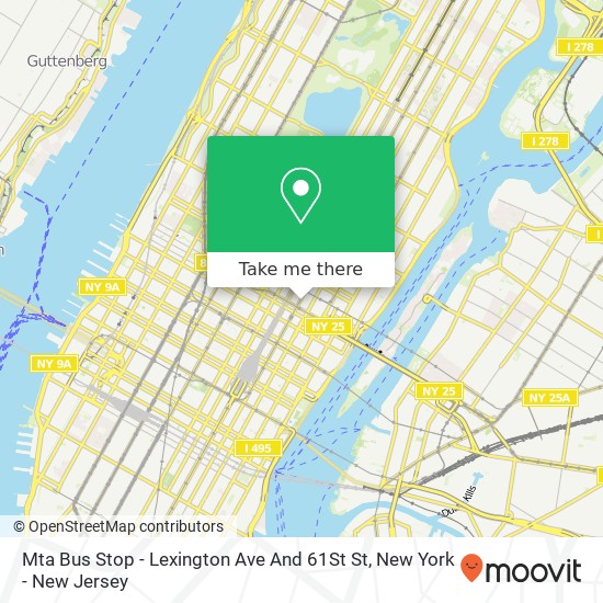 Mapa de Mta Bus Stop - Lexington Ave And 61St St