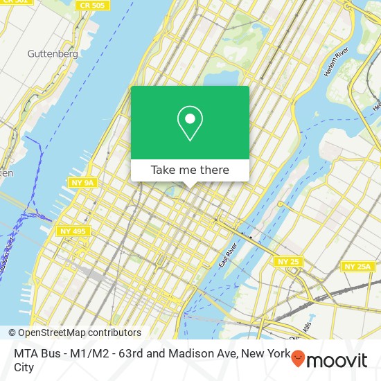 MTA Bus - M1 / M2 - 63rd and Madison Ave map