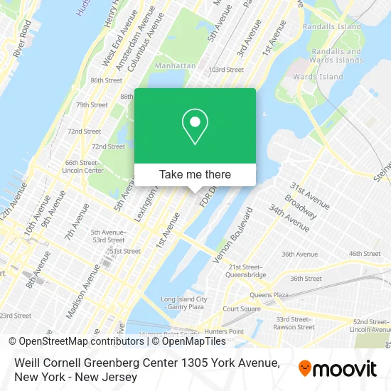 Weill Cornell Greenberg Center 1305 York Avenue map