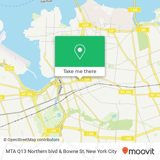 Mapa de MTA Q13 Northern blvd & Bowne St