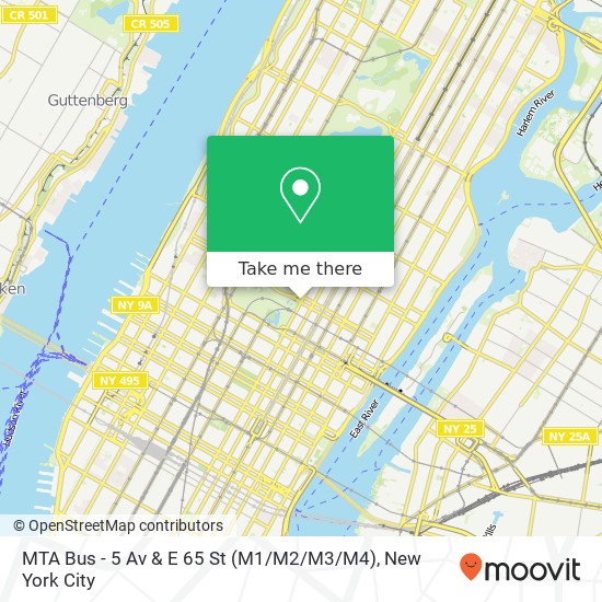 MTA Bus - 5 Av & E 65 St (M1 / M2 / M3 / M4) map