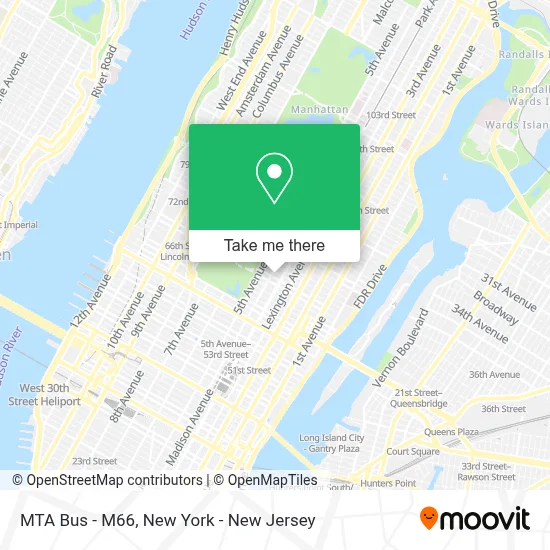 MTA Bus - M66 map