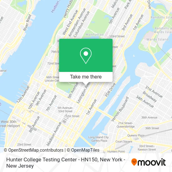 Mapa de Hunter College Testing Center - HN150