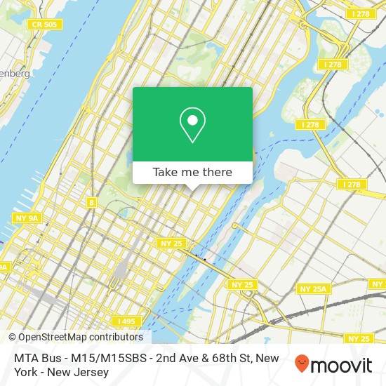 MTA Bus - M15 / M15SBS - 2nd Ave & 68th St map