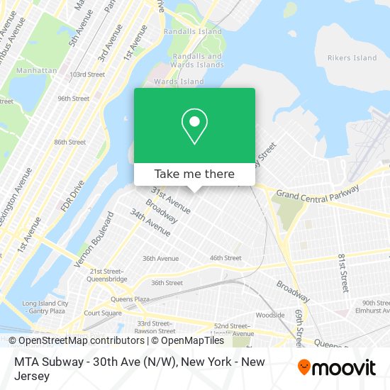 Mapa de MTA Subway - 30th Ave (N/W)