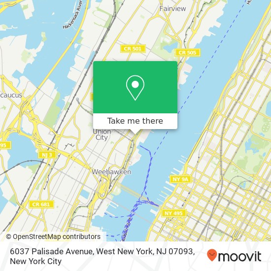 Mapa de 6037 Palisade Avenue, West New York, NJ 07093