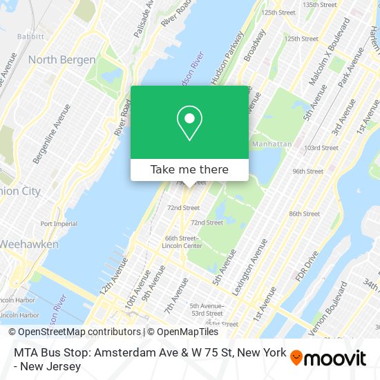 MTA Bus Stop: Amsterdam Ave & W 75 St map