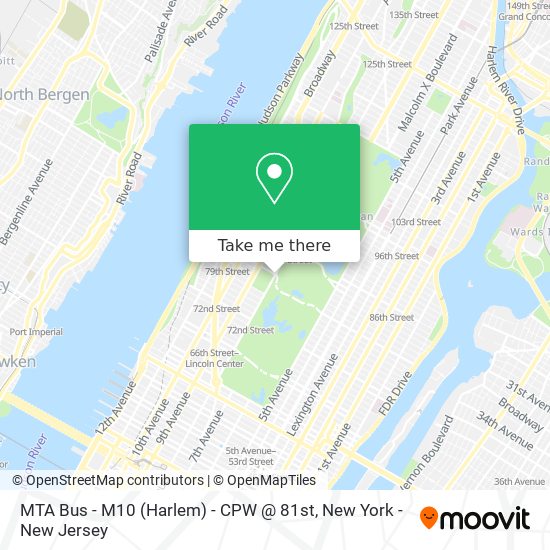MTA Bus - M10 (Harlem) - CPW @ 81st map
