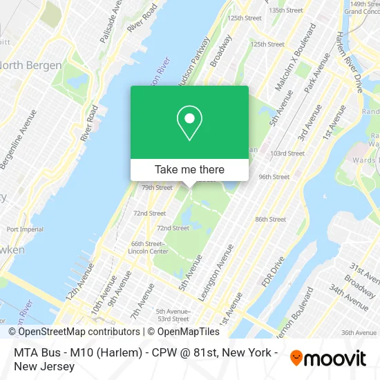 Mapa de MTA Bus - M10 (Harlem) - CPW @ 81st