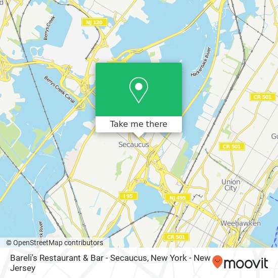 Mapa de Bareli's Restaurant & Bar - Secaucus