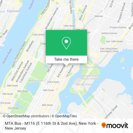 Mapa de MTA Bus - M116 (E 116th St & 2nd Ave)