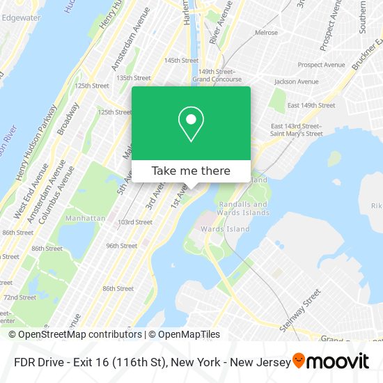 Mapa de FDR Drive - Exit 16 (116th St)