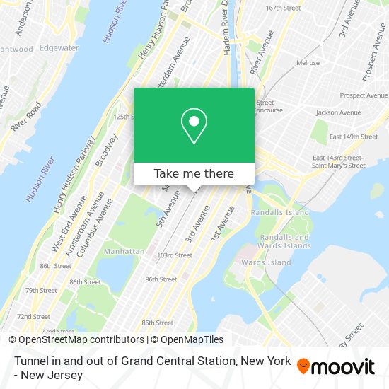 Tunnel in and out of Grand Central Station map