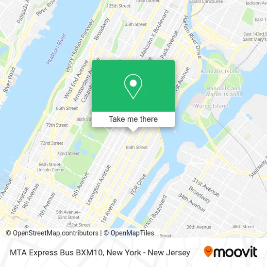 MTA Express Bus BXM10 map
