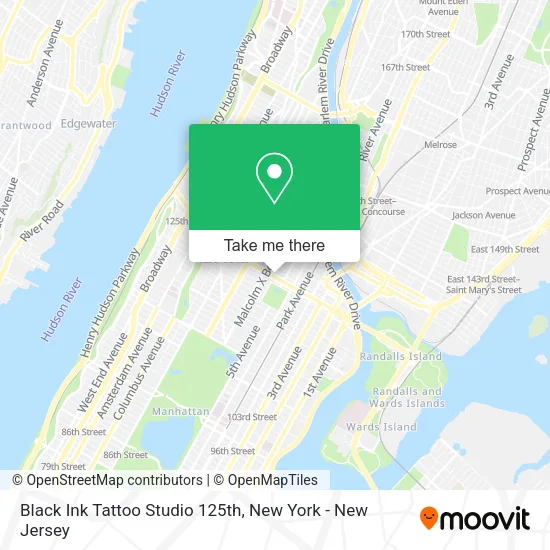 Black Ink Tattoo Studio 125th map