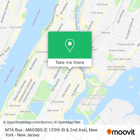 MTA Bus - M60SBS (E 125th St & 2nd Ave) map