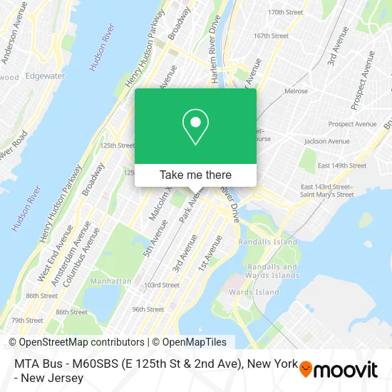 MTA Bus - M60SBS (E 125th St & 2nd Ave) map
