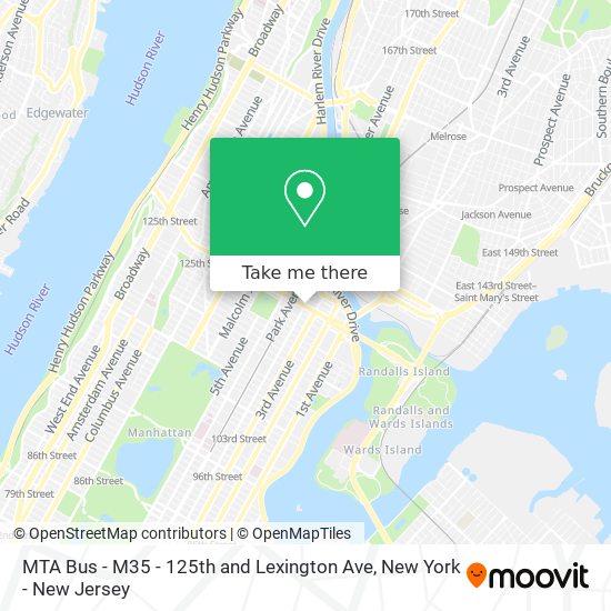 Mapa de MTA Bus - M35 - 125th and Lexington Ave