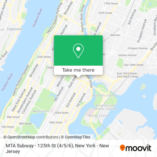 Mapa de MTA Subway - 125th St (4/5/6)
