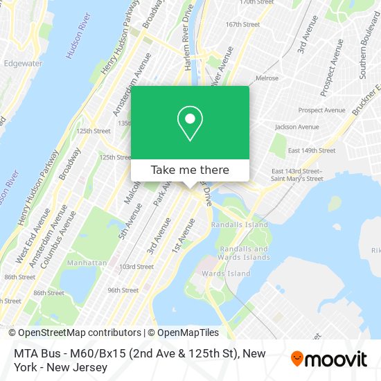 MTA Bus - M60 / Bx15 (2nd Ave & 125th St) map