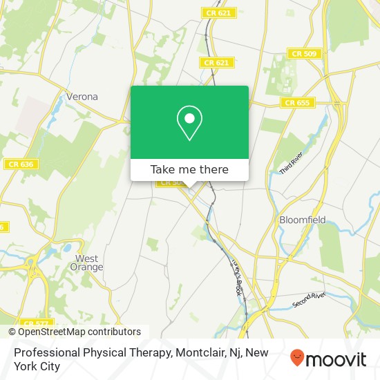 Professional Physical Therapy, Montclair, Nj map