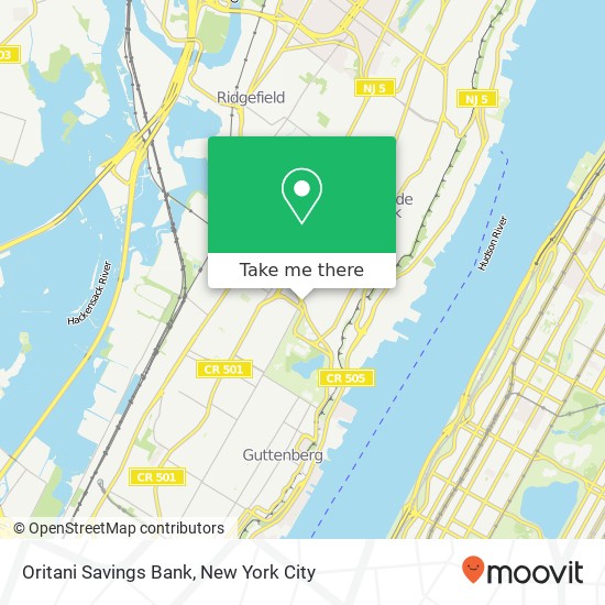 Oritani Savings Bank map