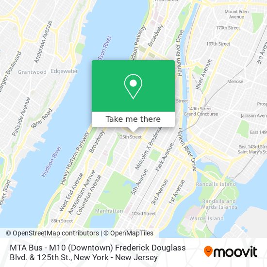 Mapa de MTA Bus - M10 (Downtown) Frederick Douglass Blvd. & 125th St.