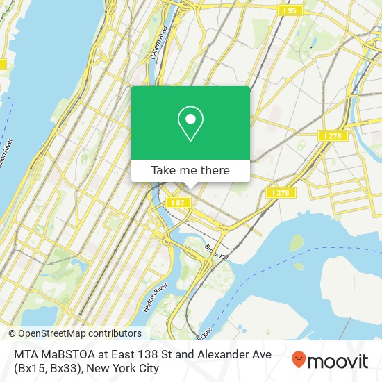 MTA MaBSTOA at East 138 St and Alexander Ave (Bx15, Bx33) map