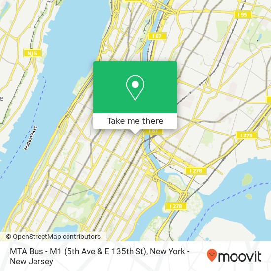 MTA Bus - M1 (5th Ave & E 135th St) map