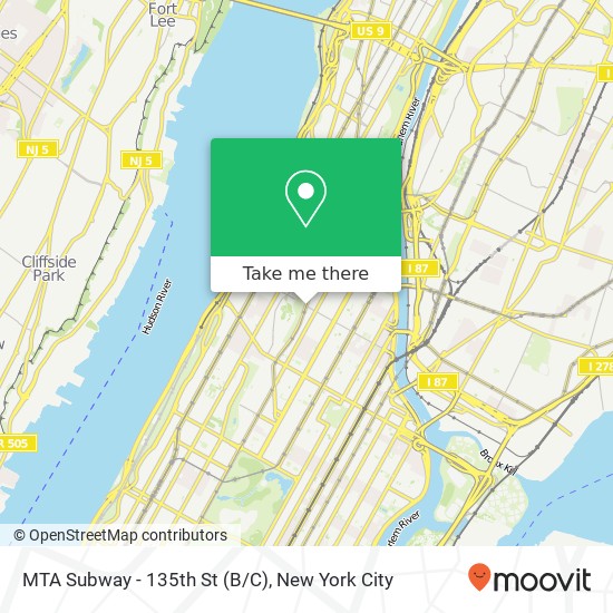 Mapa de MTA Subway - 135th St (B/C)