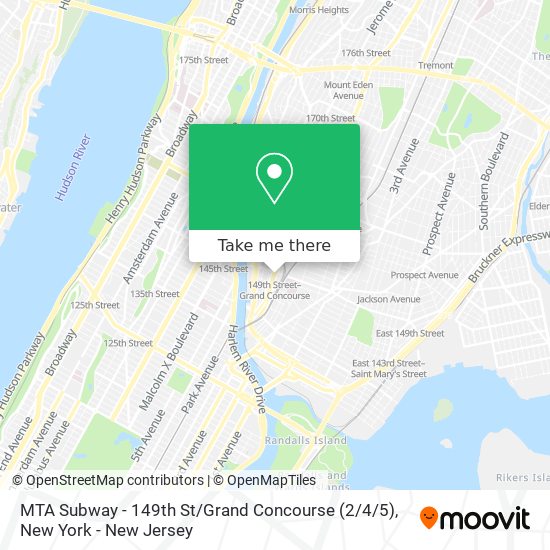 Mapa de MTA Subway - 149th St / Grand Concourse (2 / 4/5)